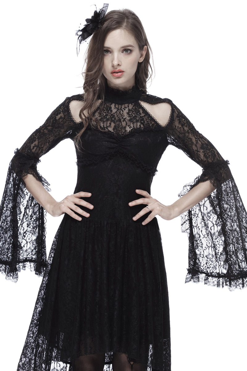 Gothic lace sexy dress with cat ear shape on top DW139 – Gothlolibeauty