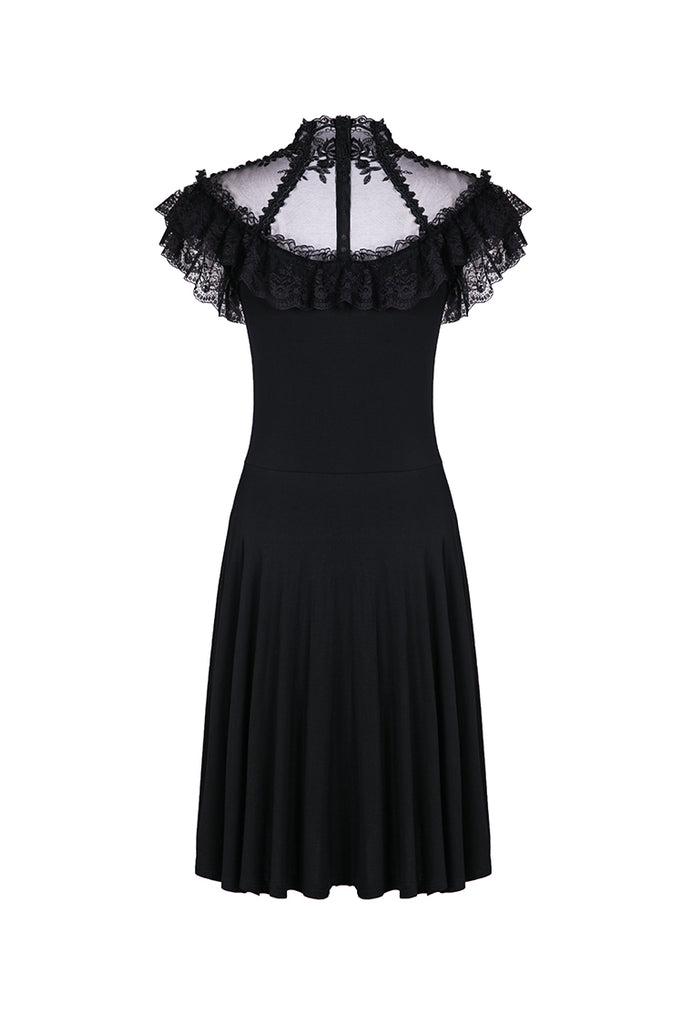 DW197 Gothic knitted dress with sexy rose flower net on top by DARK IN ...