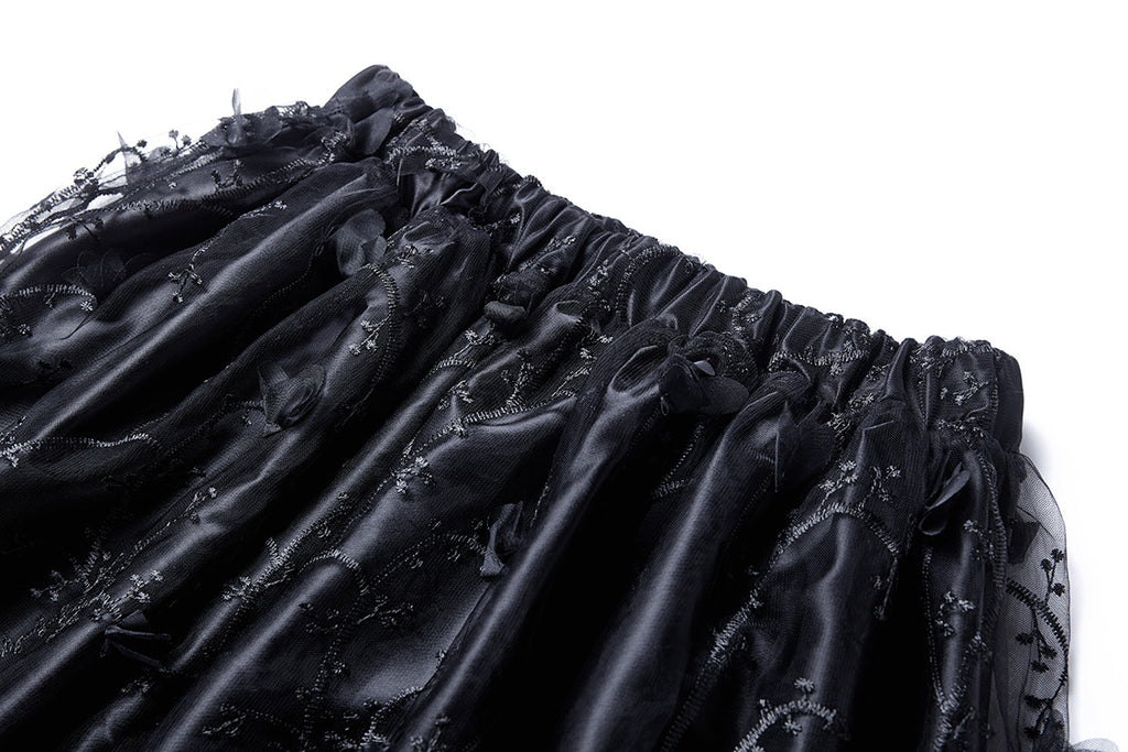 KW093 Gothic long skirt with budding flowers lace – Gothlolibeauty