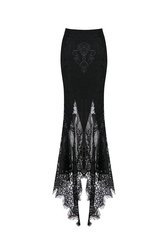 Gothic lace patterned swallow tail skirt with wrap up buttocks designs ...