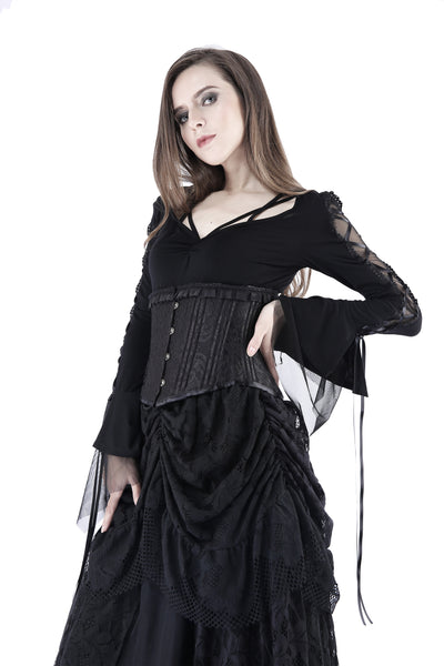 TW148 Gothic T-shirt with half mesh sexy sleeves – Gothlolibeauty