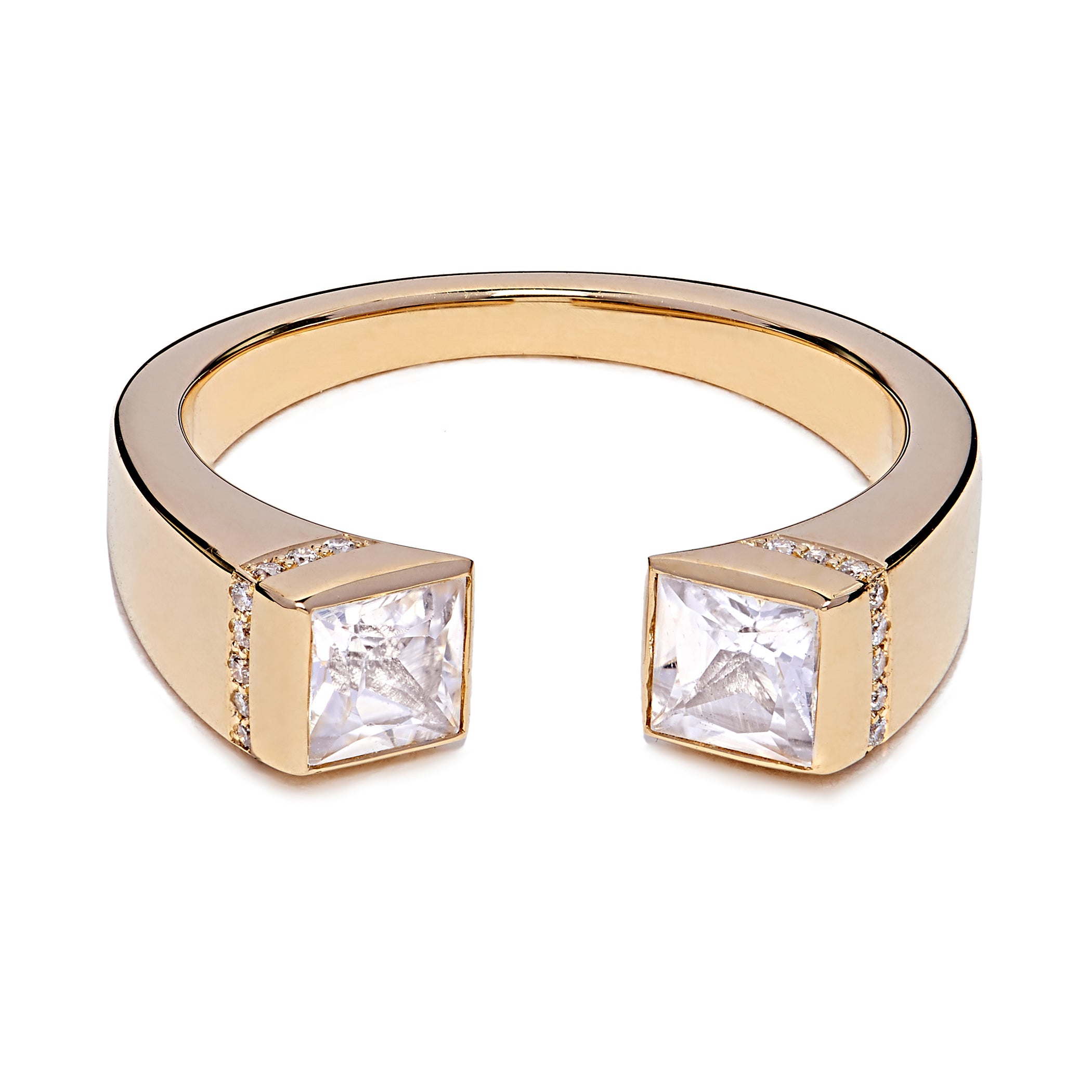 Square Chete Ring - Yellow Gold & White Sapphire – AYA