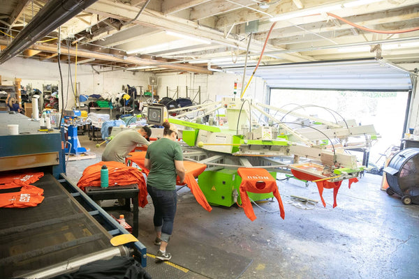 custom screen printing on an automatic printing press