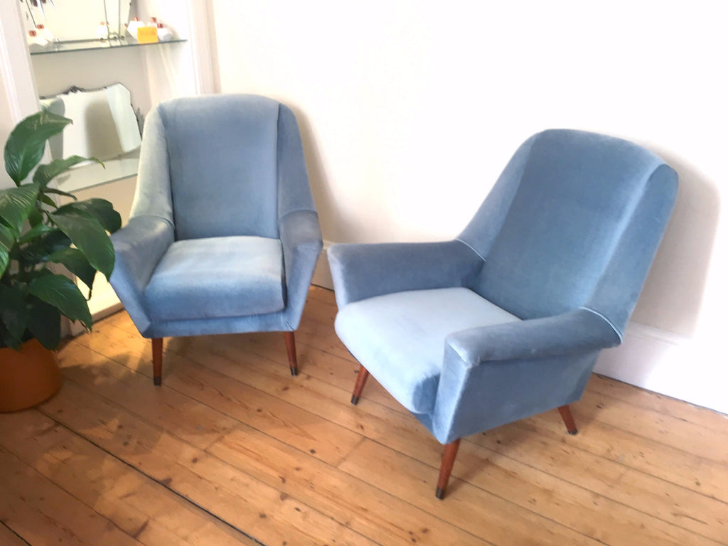 baby blue armchair