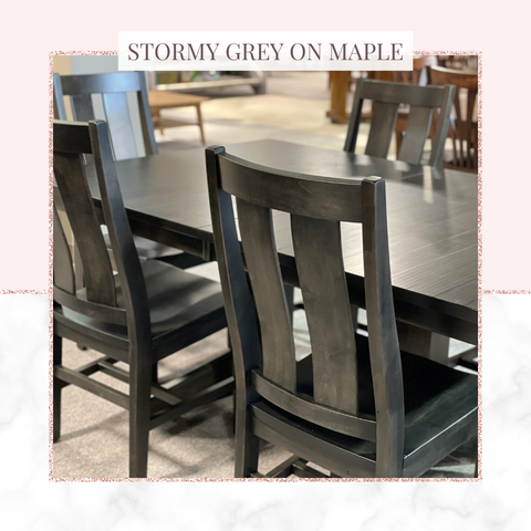 Amber's Furniture Calgary Solid Wood Tables by Handstone, Ruff Sawn, FDW, Amish & Canadian Hand Crafted in Grey stain 5