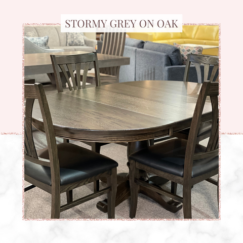 Amber's Furniture Calgary Solid Wood Tables by Handstone, Ruff Sawn, FDW, Amish & Canadian Hand Crafted in Grey stain 4