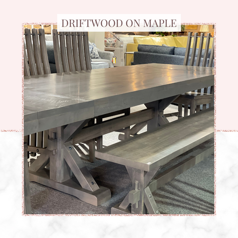 Amber's Furniture Calgary Solid Wood Tables by Handstone, Ruff Sawn, FDW, Amish & Canadian Hand Crafted in Grey stain 2
