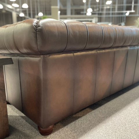 Kennedy leather sofa showing back tailoring