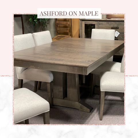 Amber's Furniture Calgary Solid Wood Tables by Handstone, Ruff Sawn, FDW, Amish & Canadian Hand Crafted in Grey stain 1