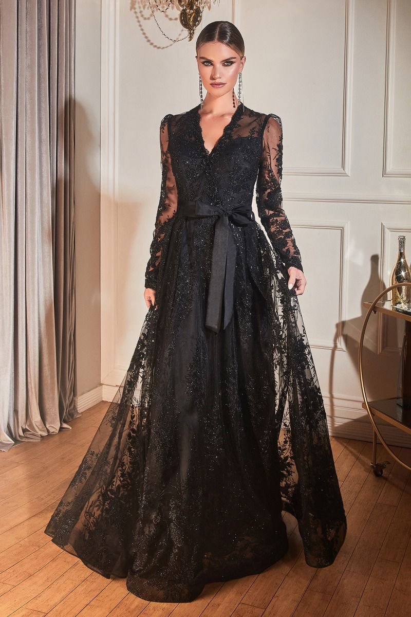 Floral Lace Black Wedding Dress With Deep V-back, Black Lace Bridal Dress  Long Sleeves Plus Size Botanical Floral Wedding Dress Rosaleen -  Canada