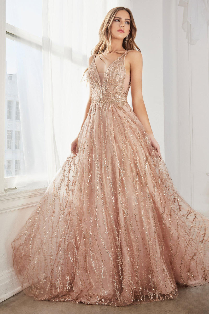 Cinderella Divine Champagne Glitter Corset Prom Ball Gown – Unique Vintage