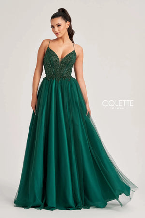 Prom Dresses A Line Beaded Long Slit Formal Prom Dress Emerald