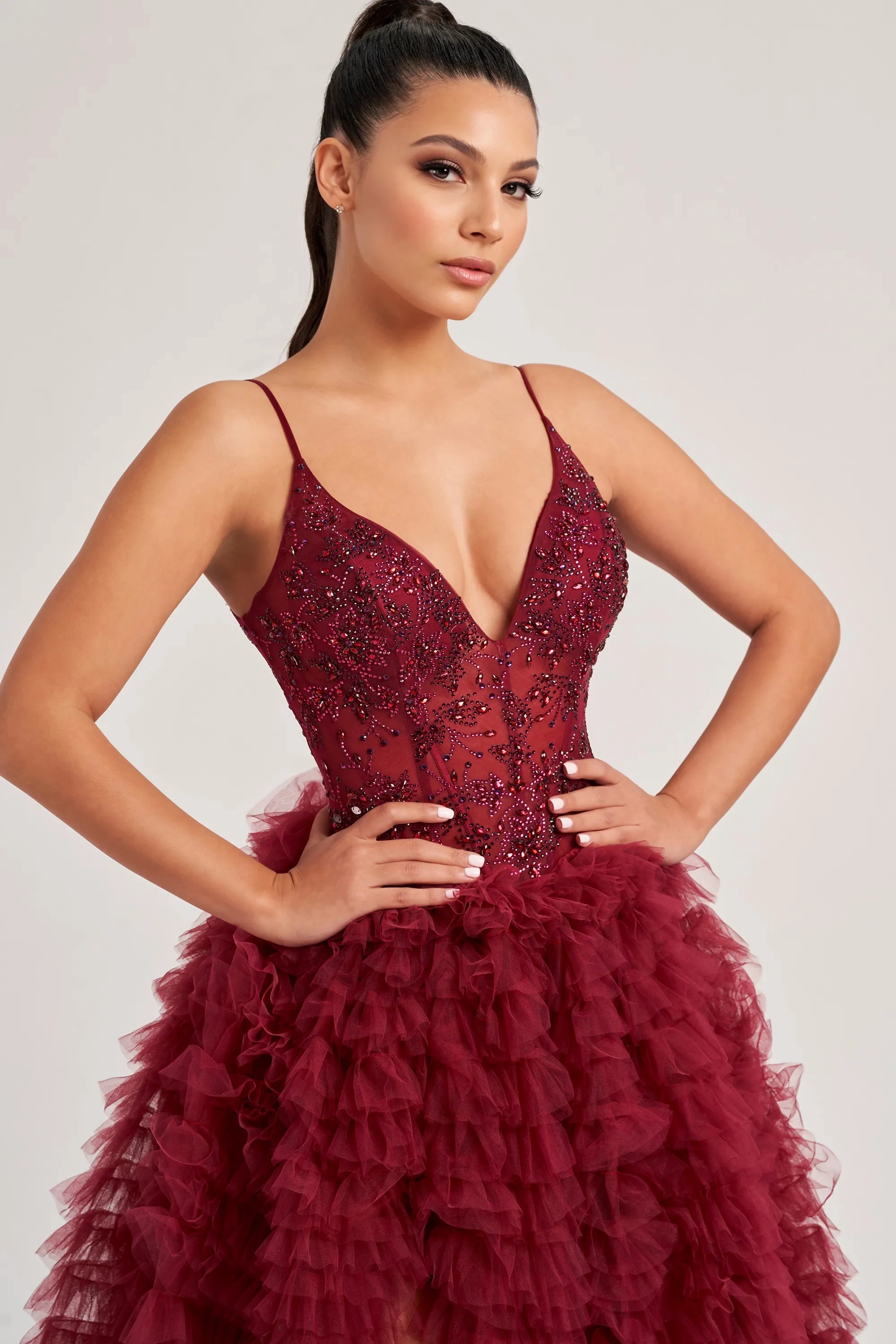 Colette By Daphne Cl8330 Long Slit Ball Gown Formal Prom Dress In Black