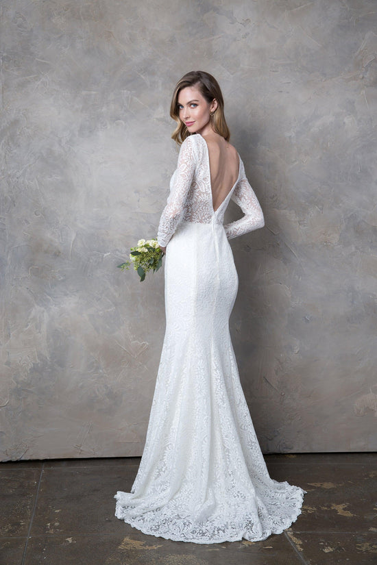 Simple Long Sleeve Lace Wedding Dress | The Dress Outlet