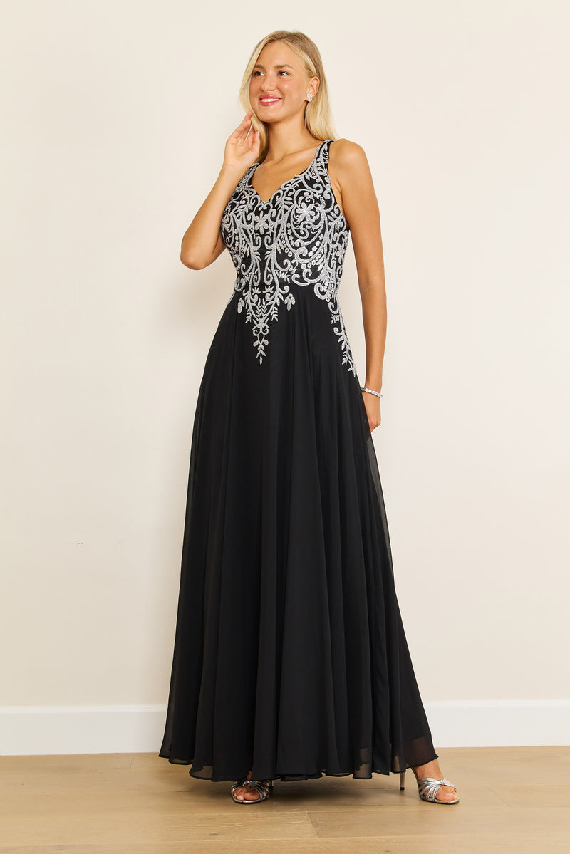Plus Size Black Formal Dresses with short sleeve design