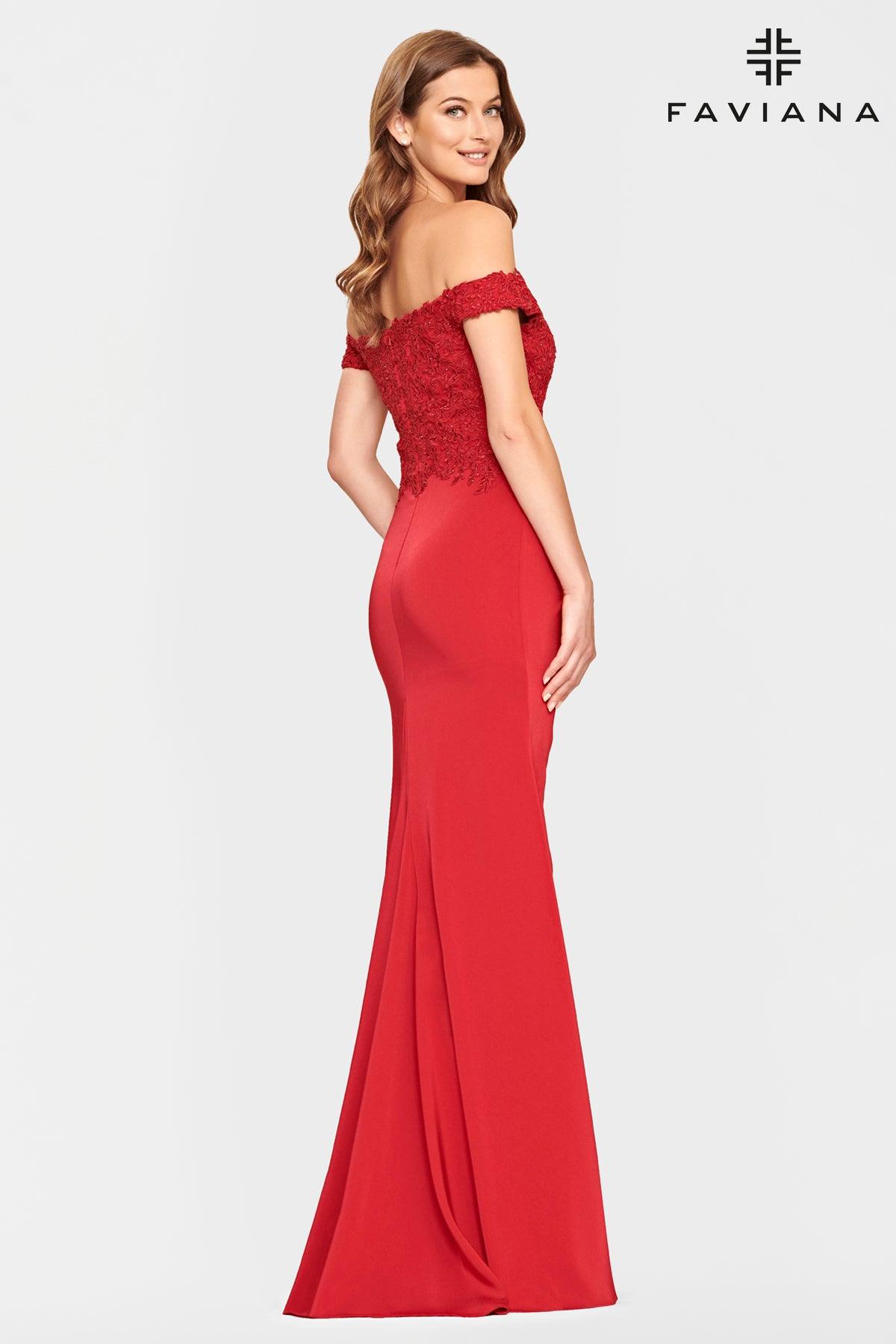 Faviana S10863 Long Off Shoulder Formal Prom Dress The Dress Outlet 