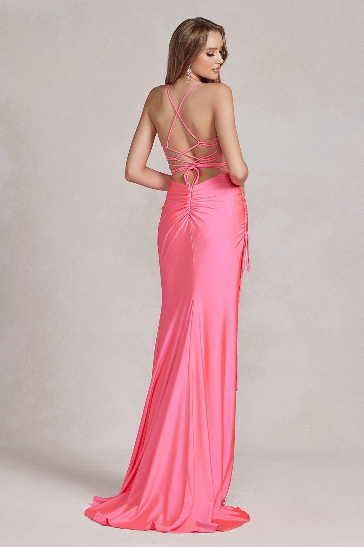 Nox Anabel T1140 Long Spaghetti Strap Sexy Prom Dress | The Dress Outlet