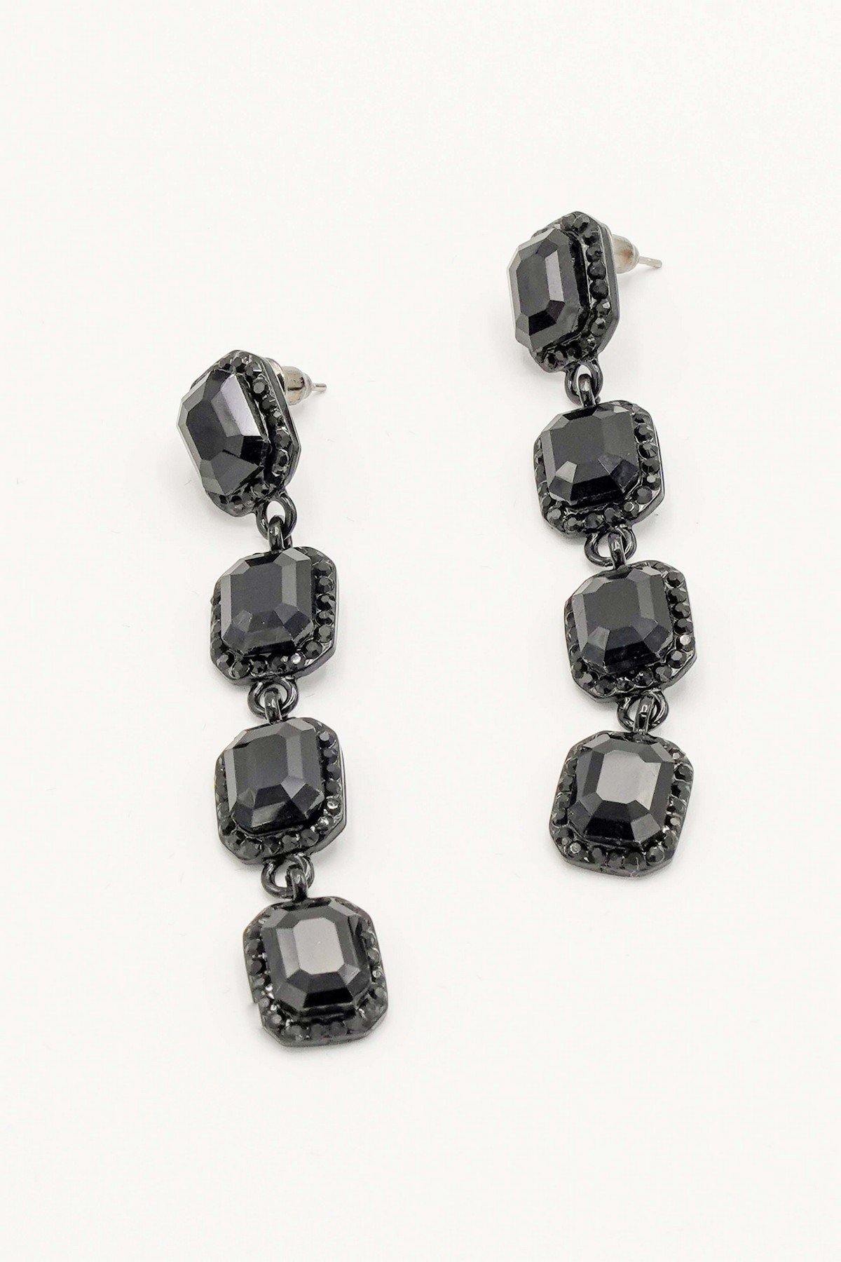 Crystal Clear Rhinestone Linear Drop Earrings