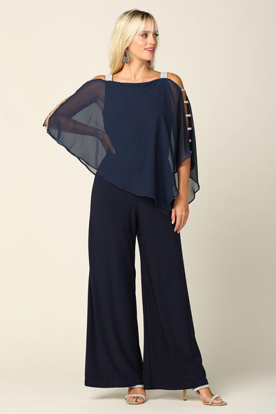 Formal Chiffon Cape Overlay Jumpsuit | The Dress Outlet