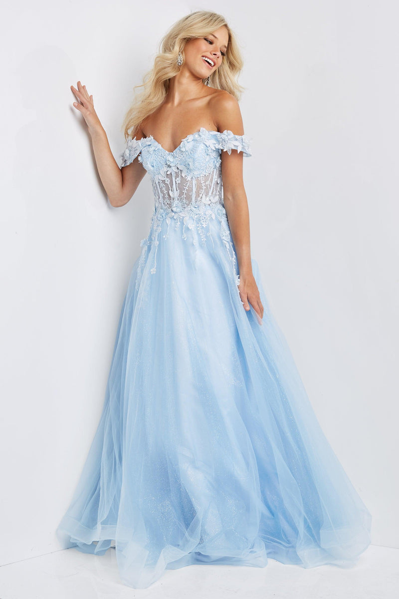 Jovani Strapless Sweetheart Sheer Corset Prom Dress