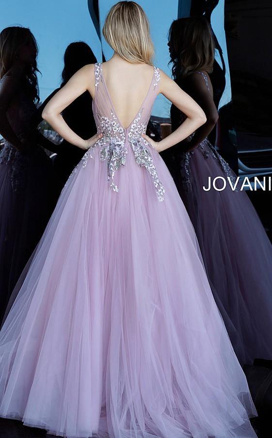 Lavender Shiny Tulle A-line V-neck Long Prom Dress SP740 | Simidress