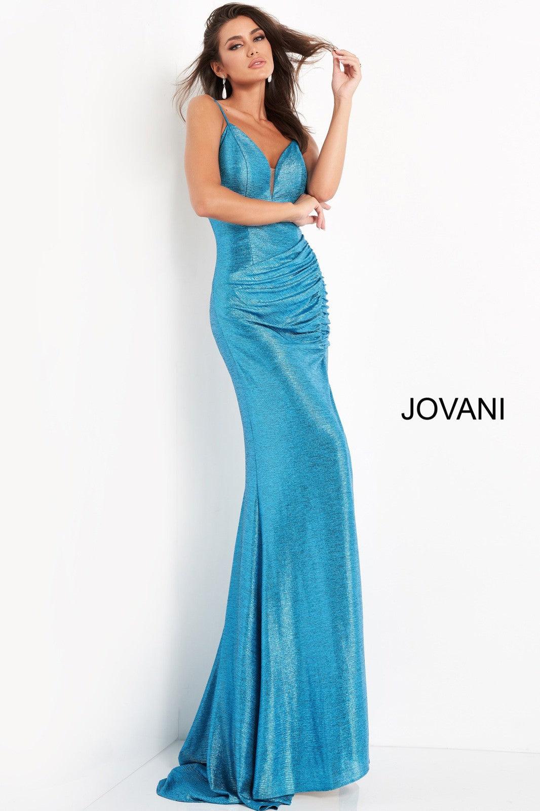 Jovani 06368 Ruched Waist Metallic Prom Dress | The Dress Outlet