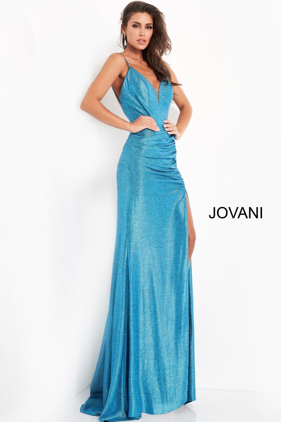 Jovani 06368 Ruched Waist Metallic Prom Dress | The Dress Outlet