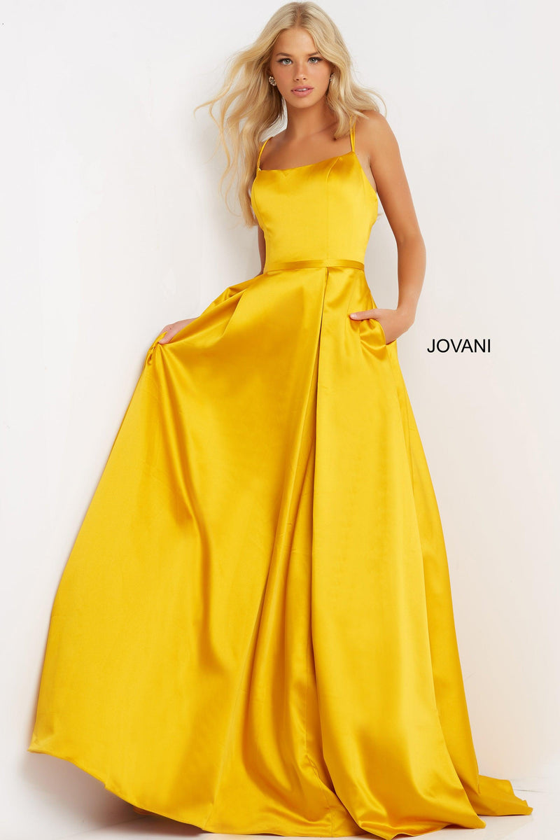 Jovani Spaghetti Strap Long Prom Dress 02536