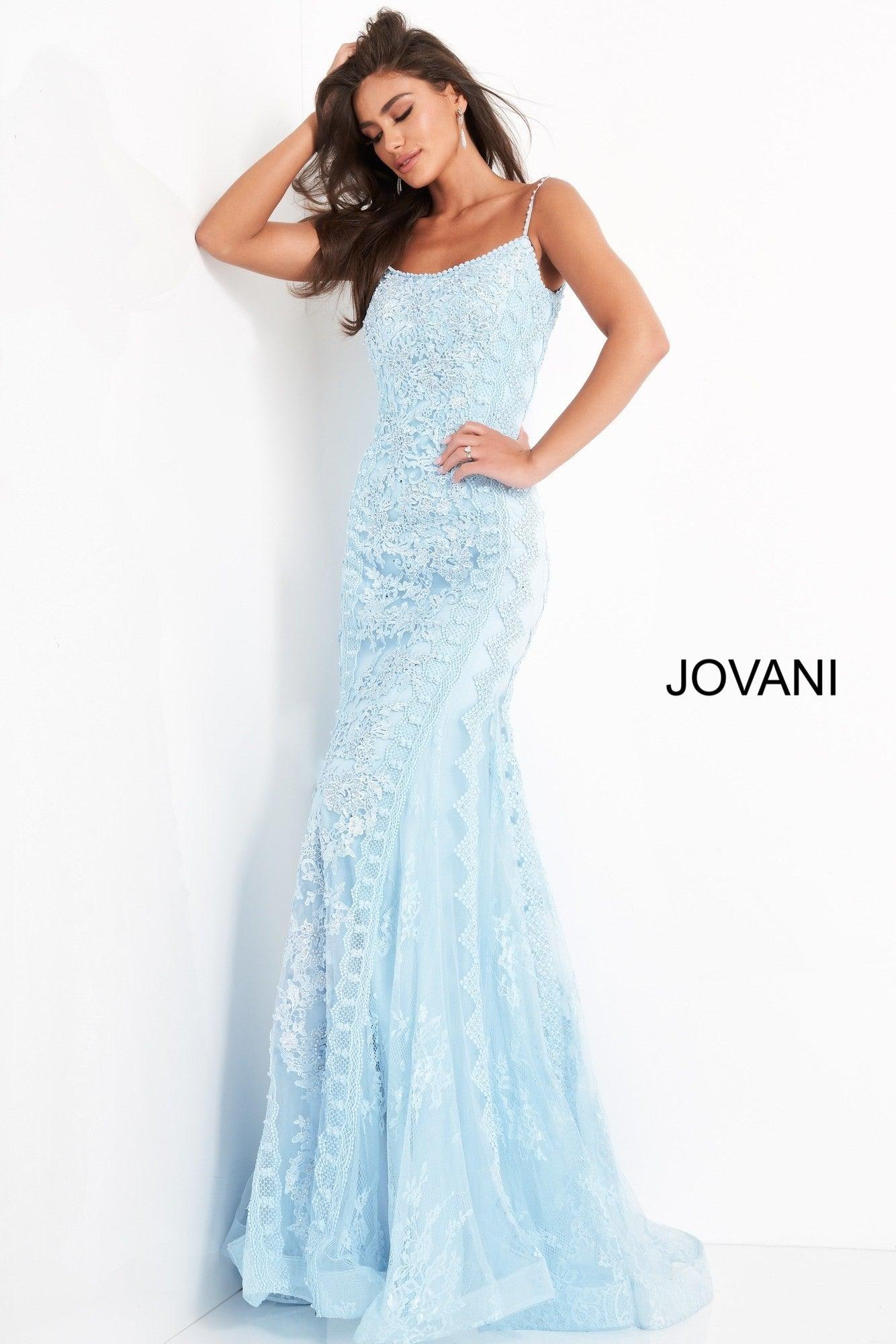 Jovani Spaghetti Straps Lace Prom Dress 00862 │ The Dress Outlet