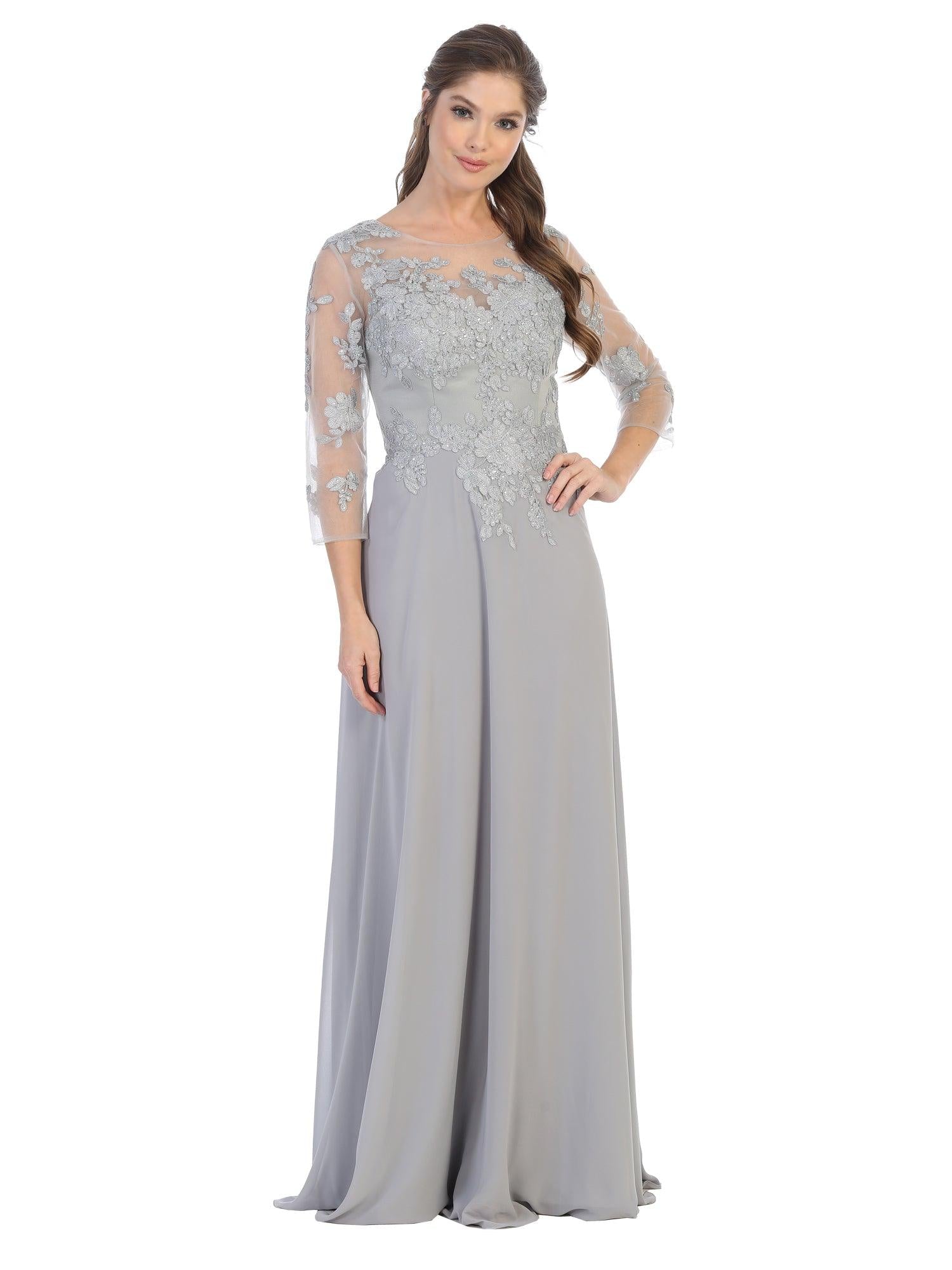 Long Mother of the Bride Formal Chiffon Dress | The Dress Outlet