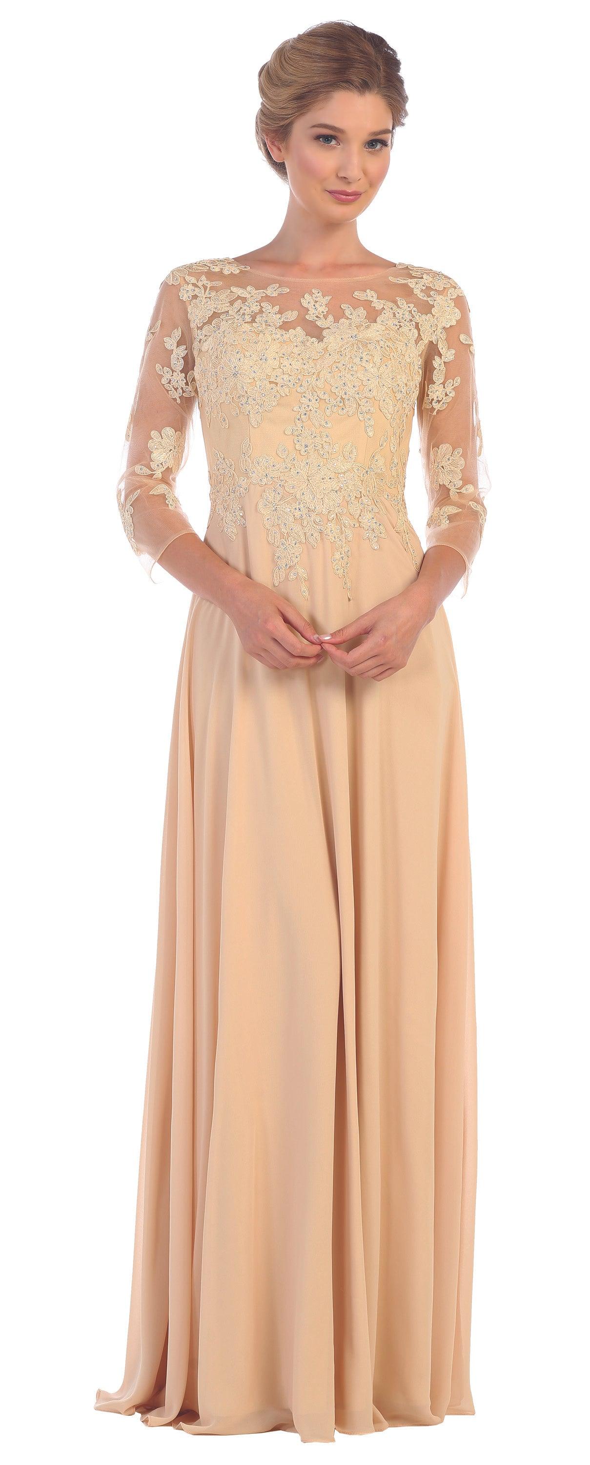Long Mother of the Bride Formal Chiffon Dress | The Dress Outlet