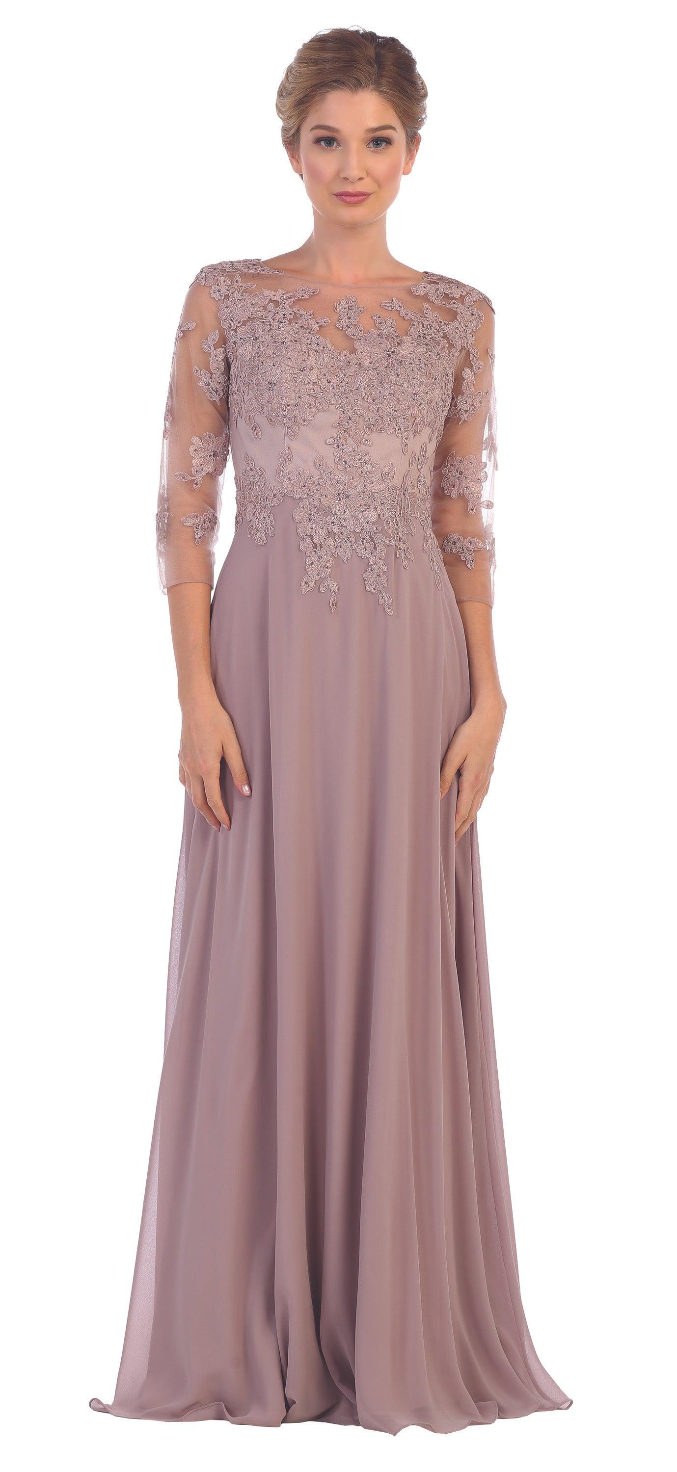Long Mother of the Bride Formal Chiffon Dress | The Dress Outlet
