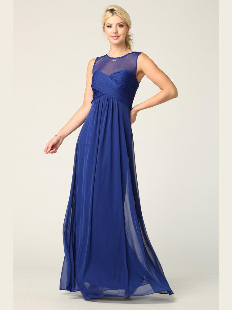 Long Sleeveless Bridesmaids Stretch Chiffon Dress | The Dress Outlet