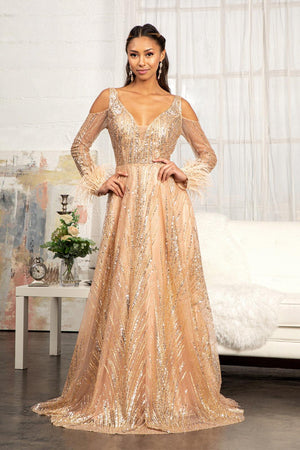 Gold a line on sale gown