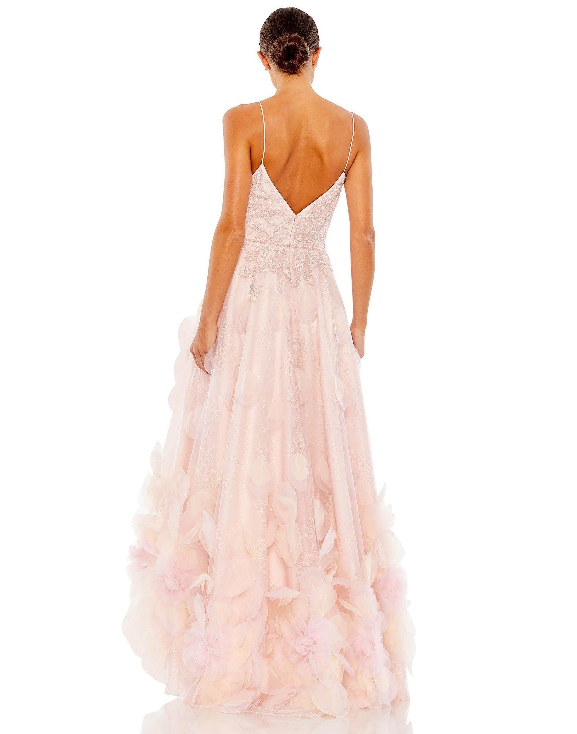 Mac Duggal High Low Spaghetti Strap Prom Gown Petal/Pink