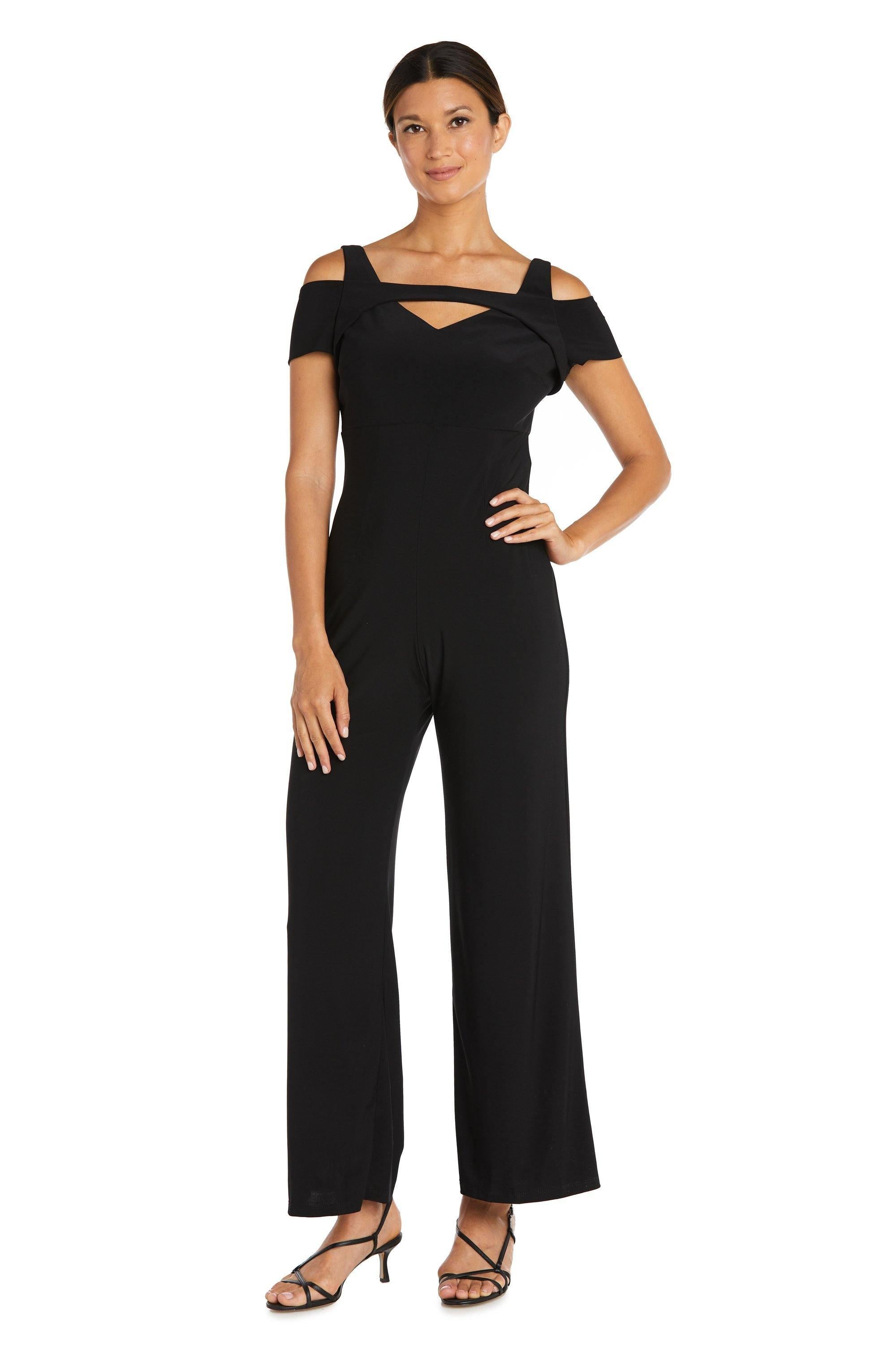 Nightway Formal Off Shoulder Petite Jumpsuit Sale 21518P | The Dress Outlet