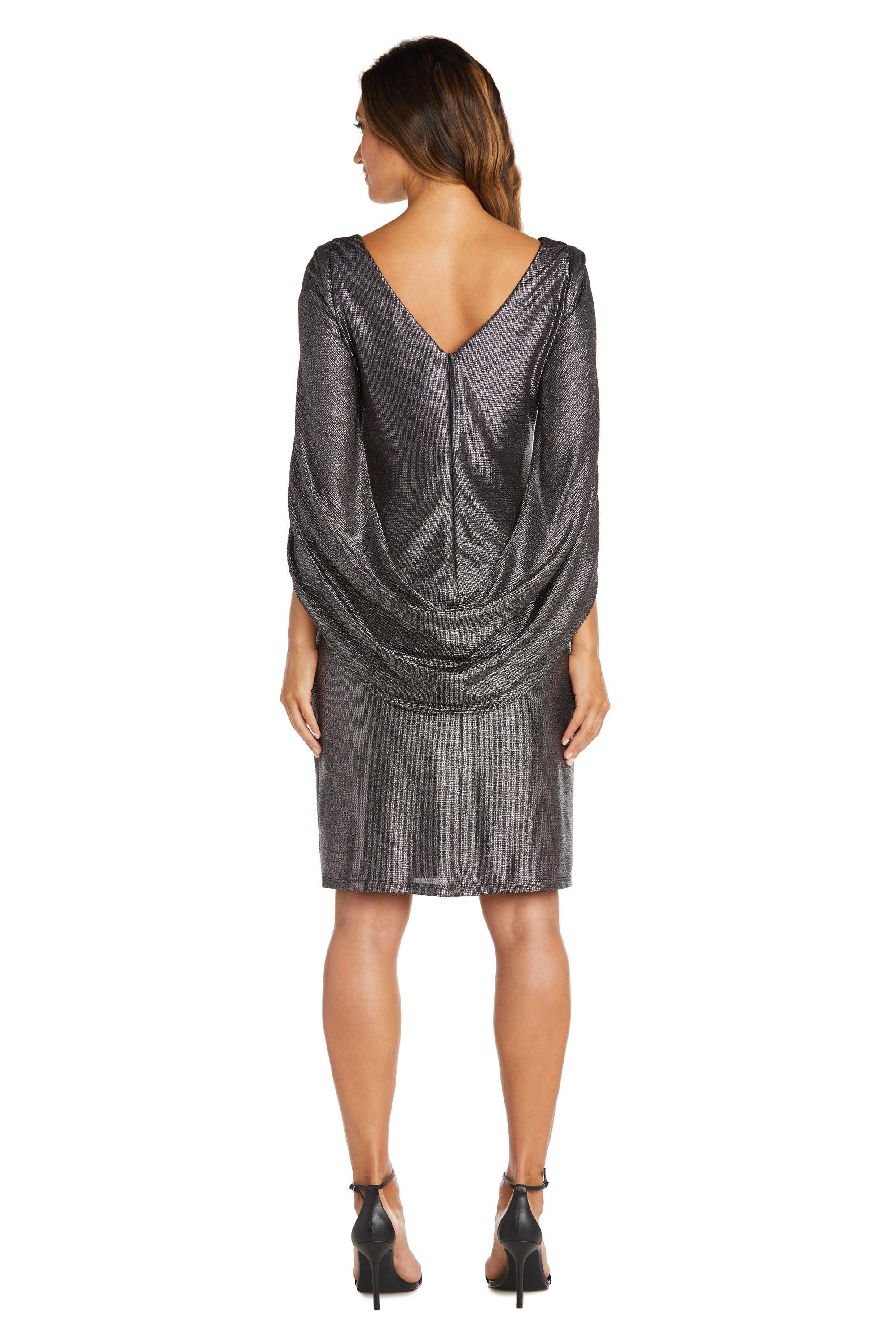 R&M Richards 7441 Draped Sleeve Short Dress | The Dress Outlet