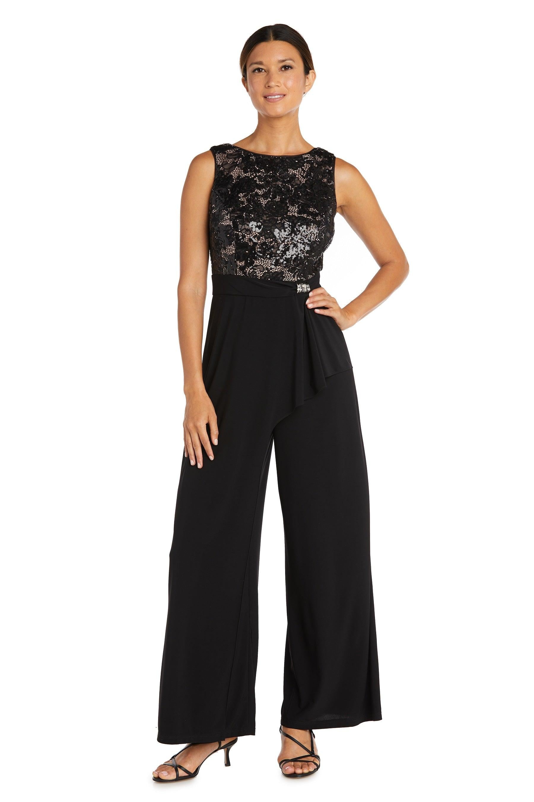 R&M Richards 9054P Formal Sleeveless Petite Jumpsuit | The Dress Outlet