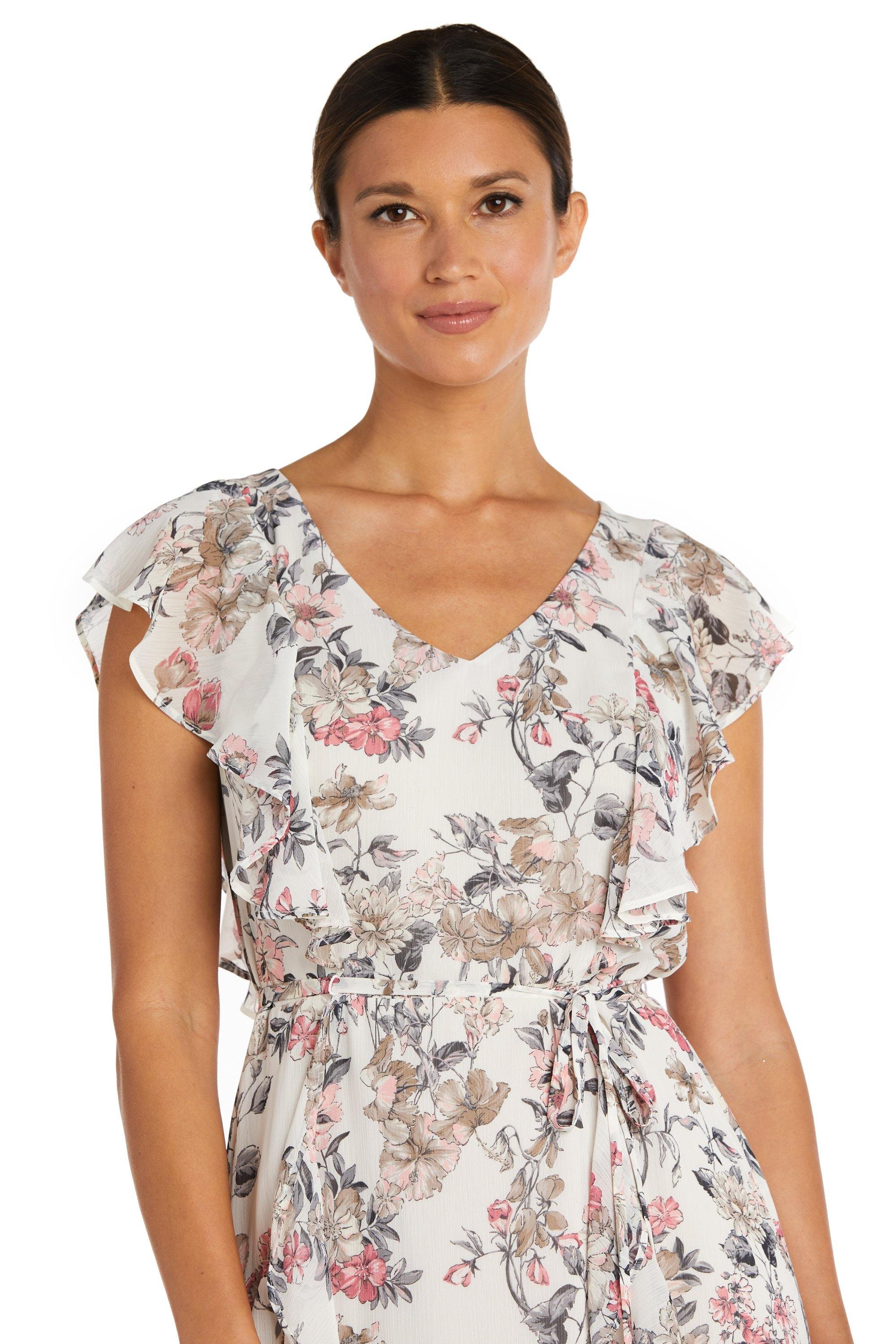 R&M Richards 7840 High Low Floral Chiffon Dress | The Dress Outlet