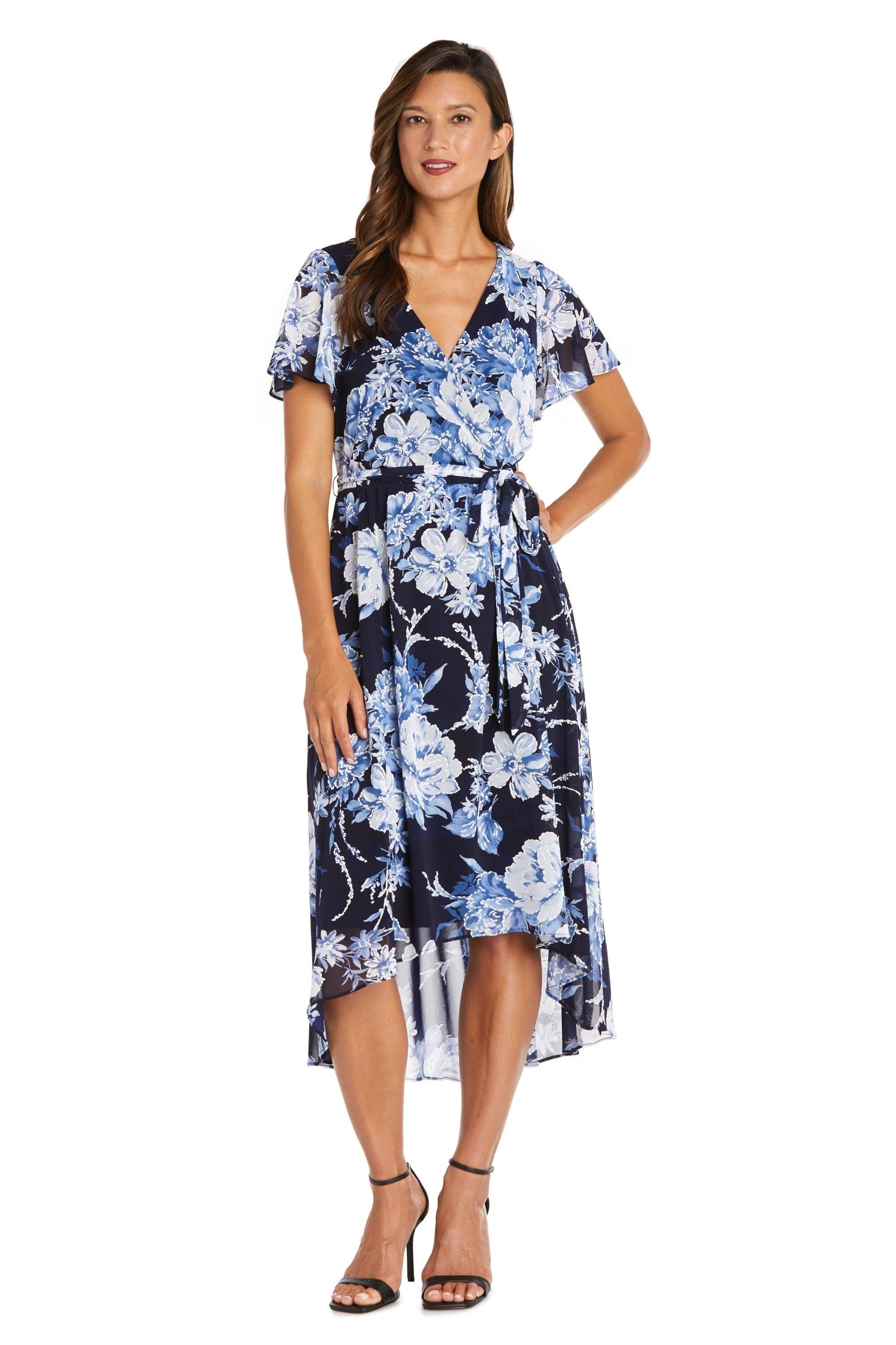 R&M Richards 9410 High Low Print Short Sleeve Dress | The Dress Outlet