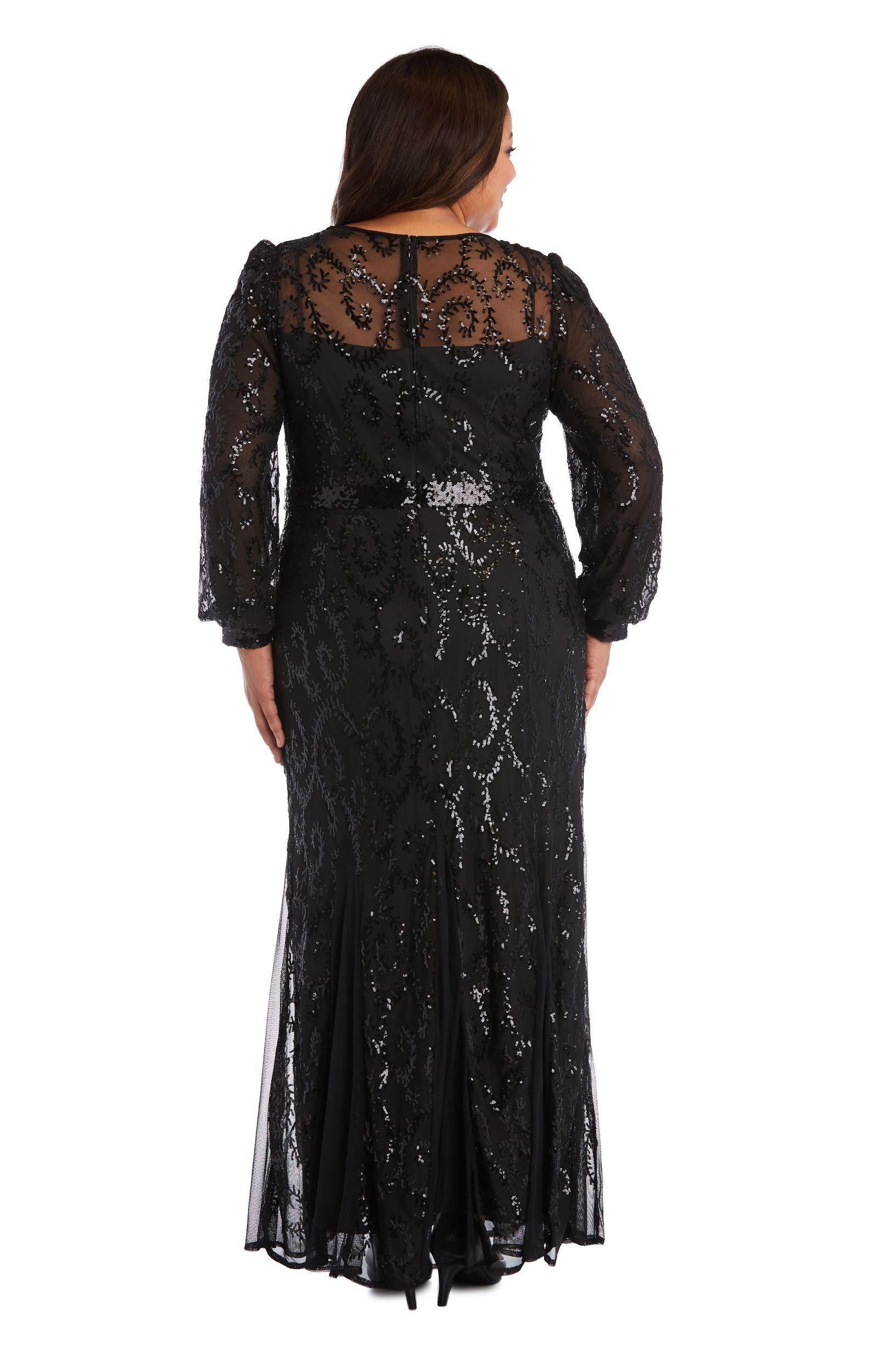 R&M Richards Long Sleeve Plus Size Dress 5649W | The Dress Outlet