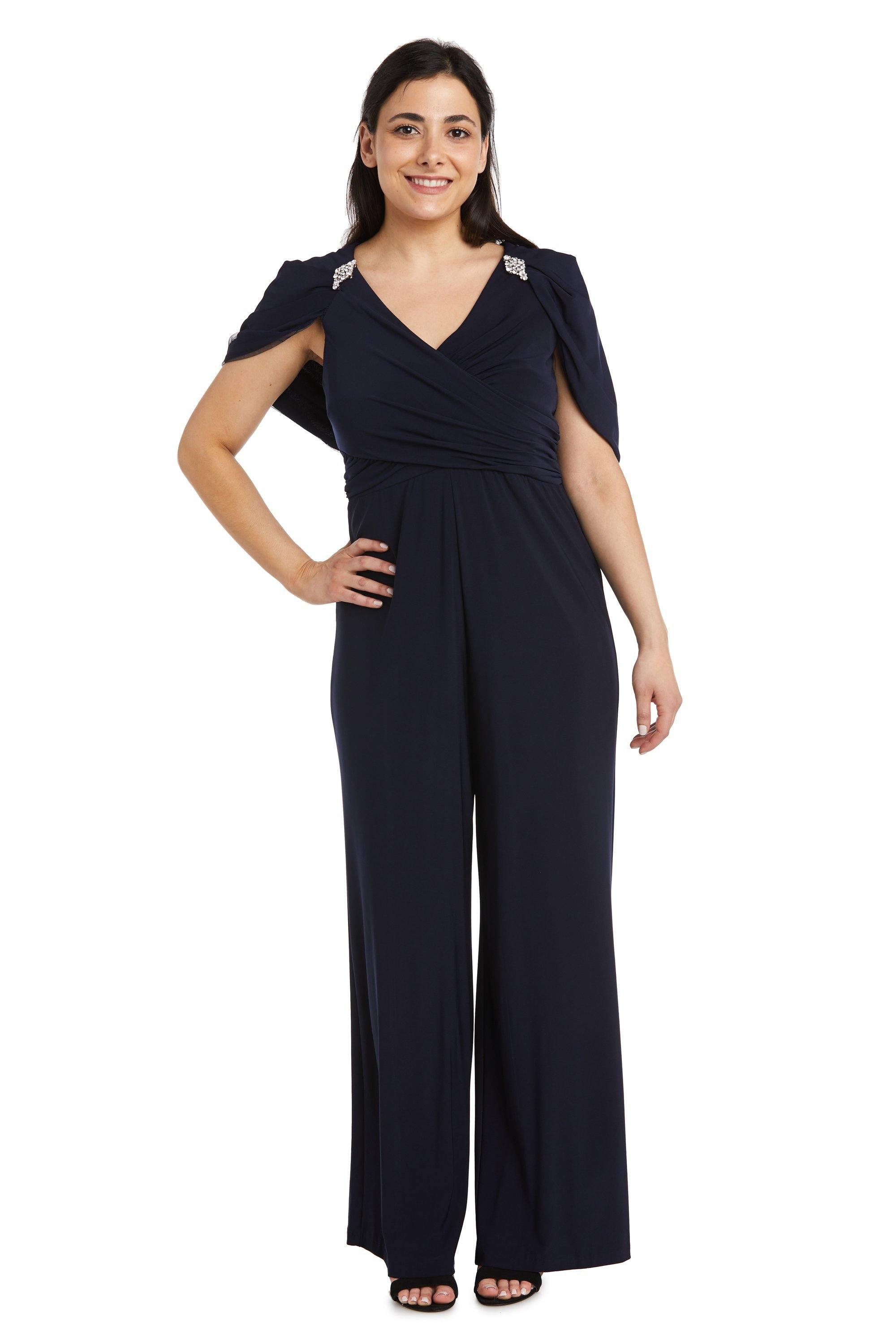 R&M Richards 2460P Petite Capelet Jumpsuit Formal | The Dress Outlet