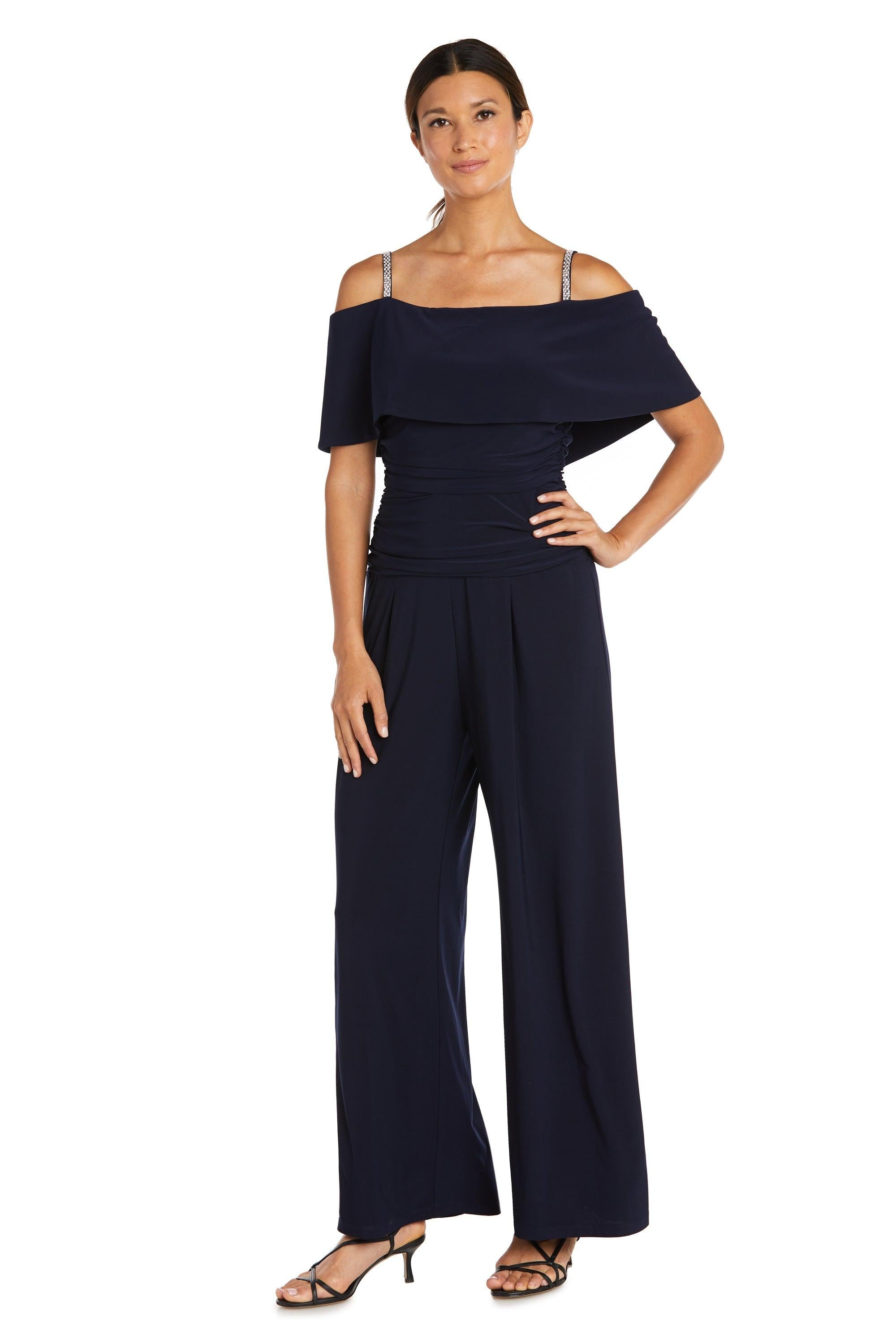 R&M Richards Petite Off Shoulder Jumpsuit 5982P | The Dress Outlet