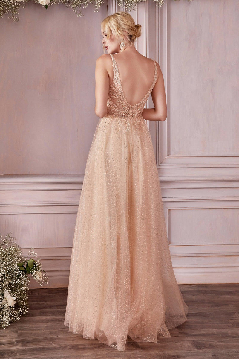 Ladivine C32 Rose Gold Evening Dress|Tulle Skirt|Engagement|Indowestern 8 / Rose Gold