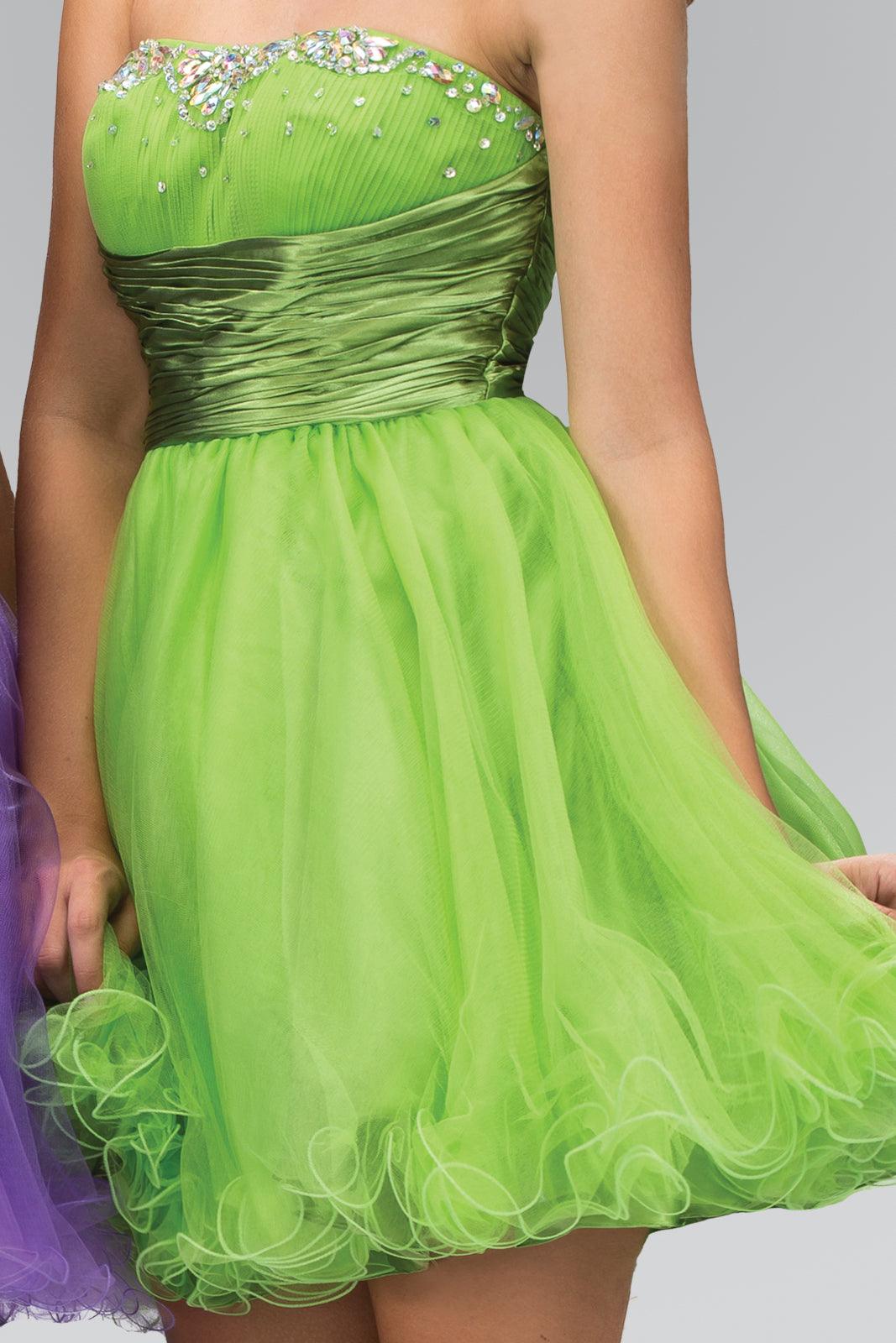 Strapless Beaded Tulle Short Prom Dress The Dress Outlet