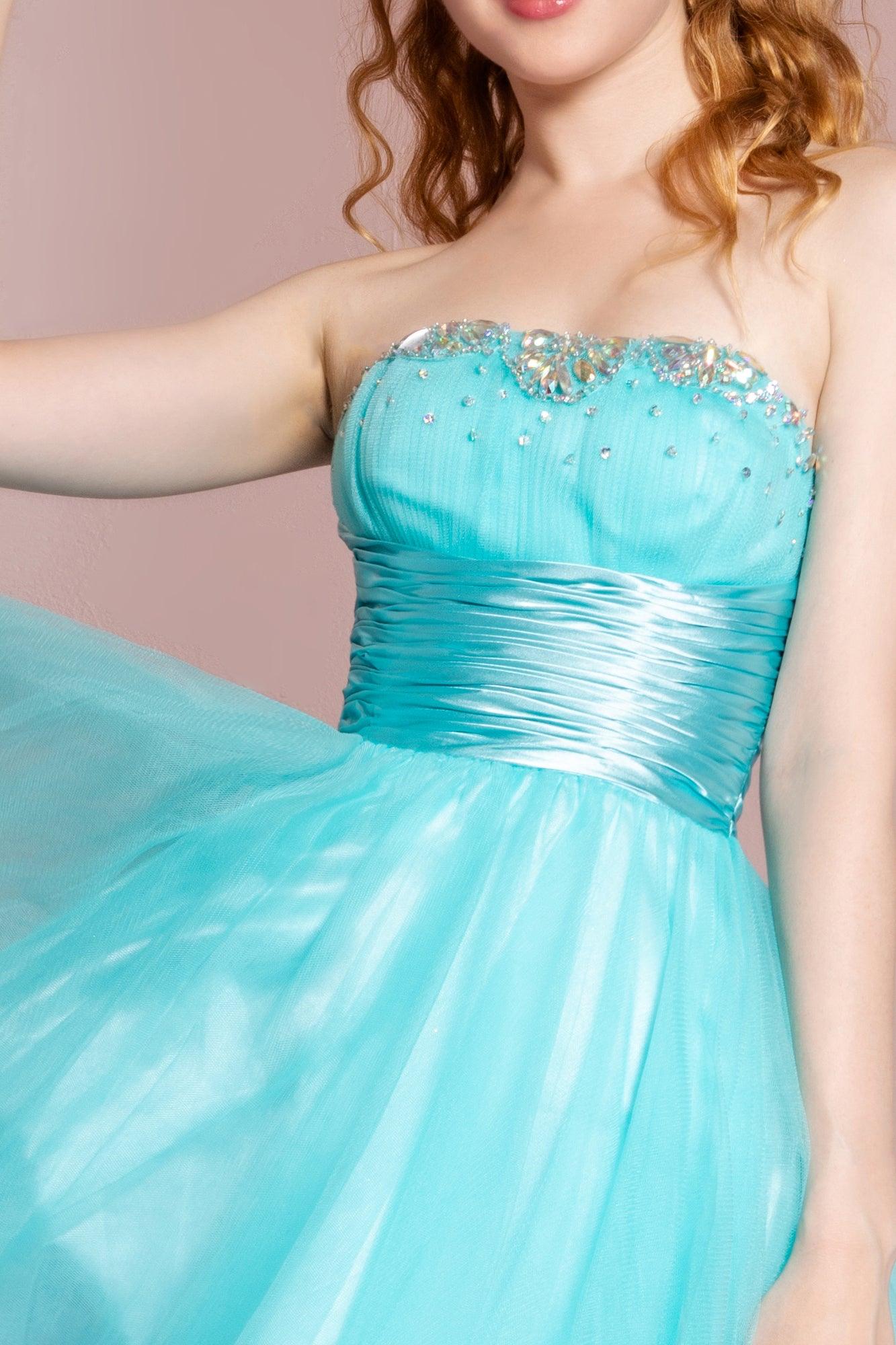 Strapless Beaded Tulle Short Prom Dress The Dress Outlet