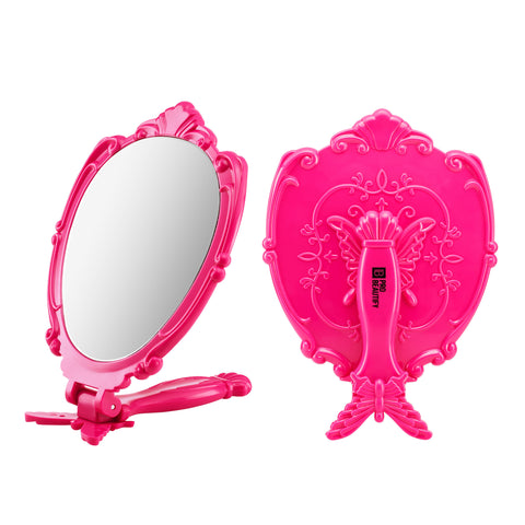 Probeautify Decorative Handheld Compact Mirror- Hot Pink- Embossed But ...