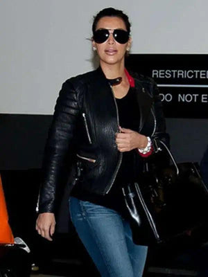 Kim Kardashian Black Leather Jacket - Dynamic Leather