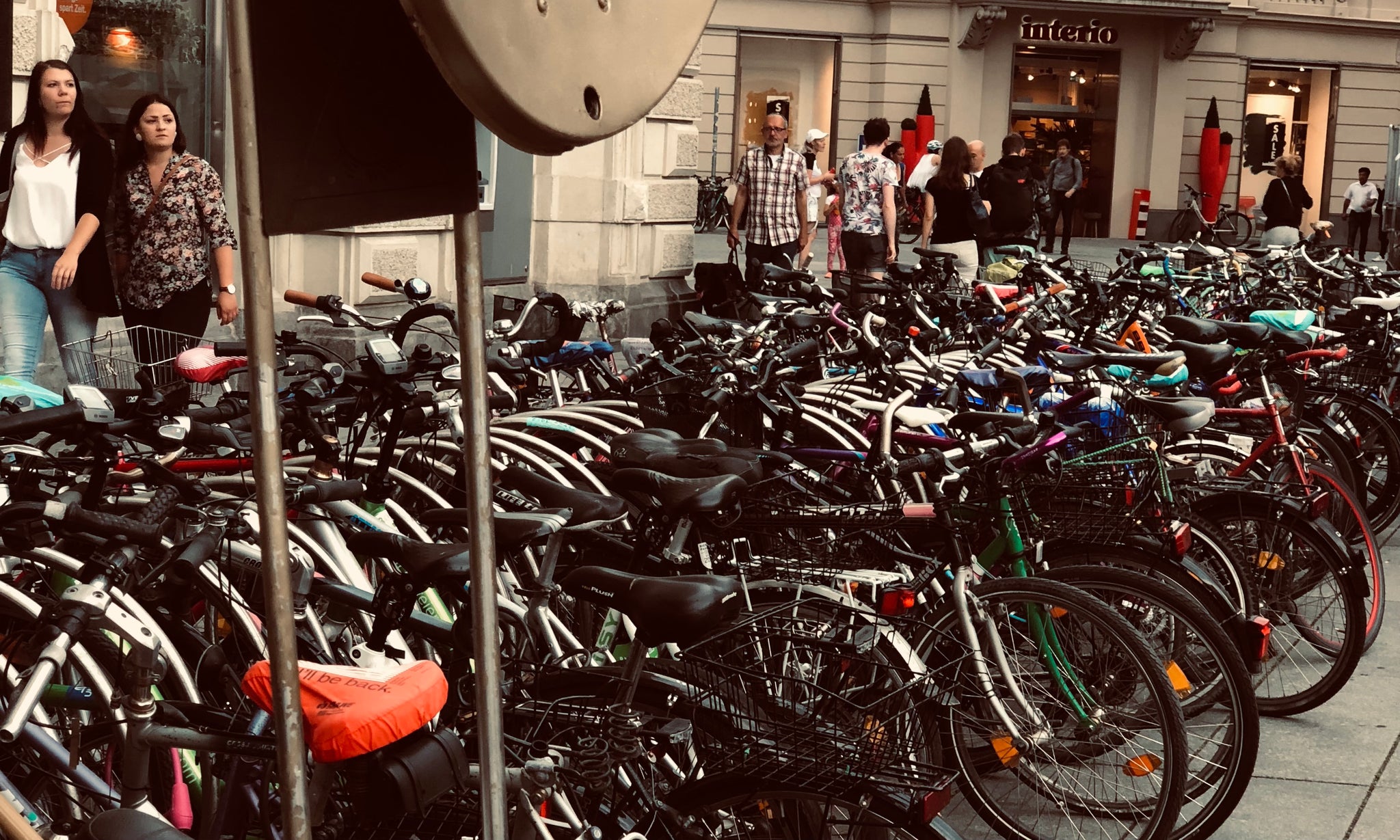 so many bikes in Europe, here are a lot of there locked up in the town center