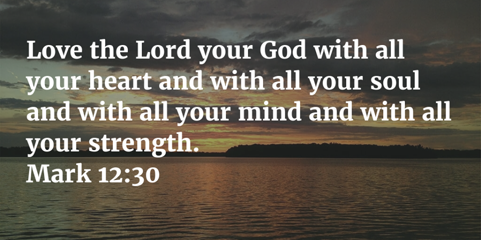 Love the Lord your God with all your heart and with all your should and with all your mind and with all your strength.  Mark 12:30